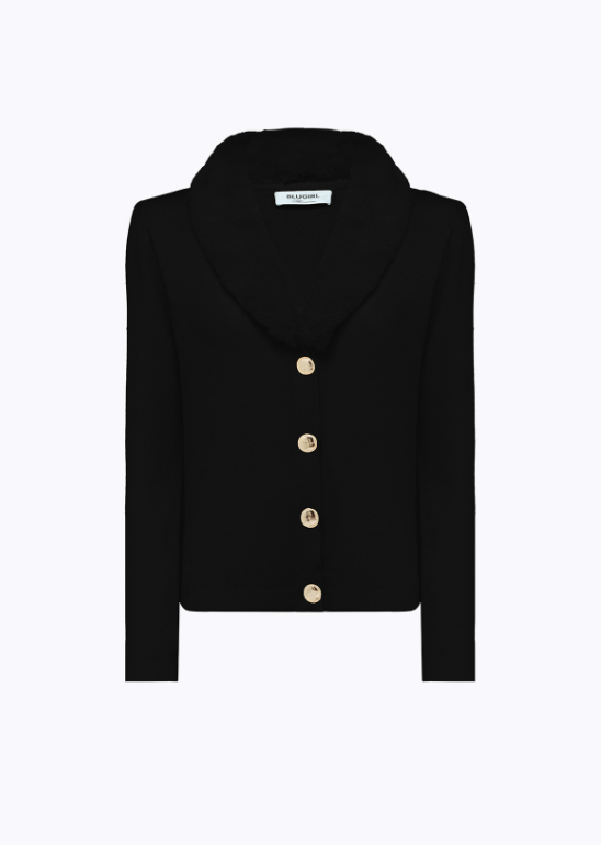 cardigan con collo faux fur RF4019MAB01 22222 Blugirl 