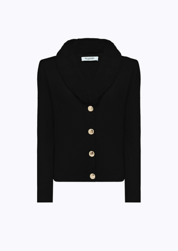 cardigan con collo faux fur RF4019MAB01 22222 Blugirl 