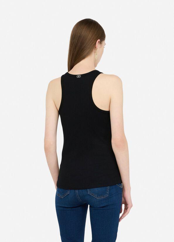 top con applicazione gioiello MF5447J4822 P9124 LIU JO WHITE 