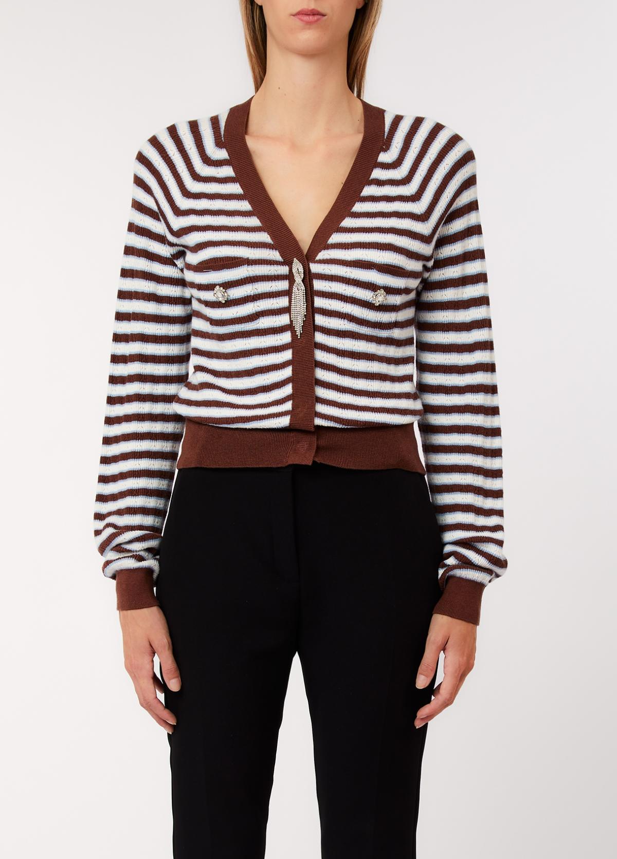 Cardigan con taschini e applicazioni CA6067MS52G C3975 LIU JO BLACK 