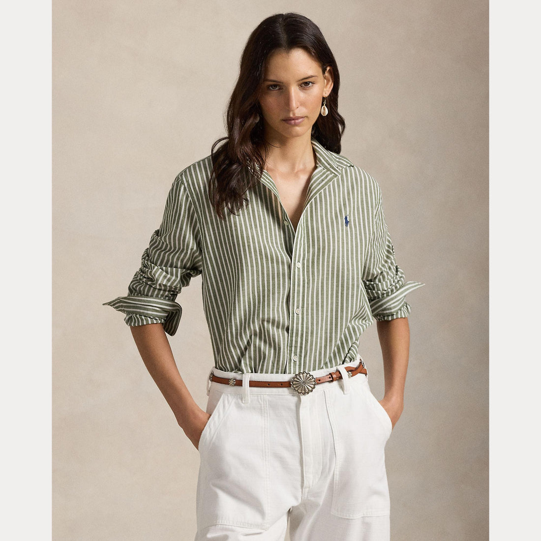 camicia in cotone e lino a righe 211-971514 500 RALPH LAUREN POLO 