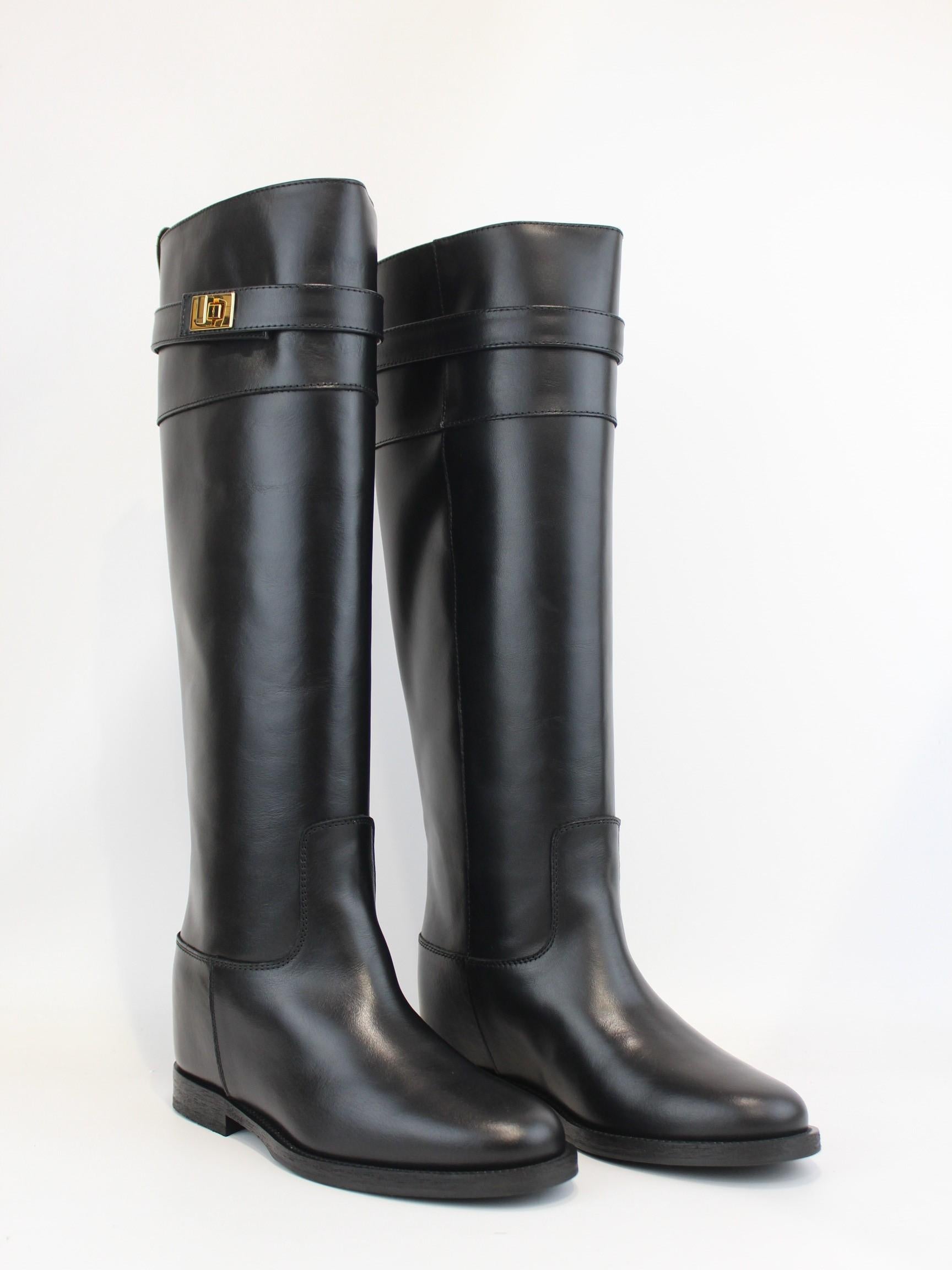 stivali in pelle con lucchetto 4471 NERO VIA ROMA 15 