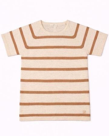 t-shirt a righe bicolor 025538 ECRU BISCOTTO MAGLIFICIO DI VERONA 