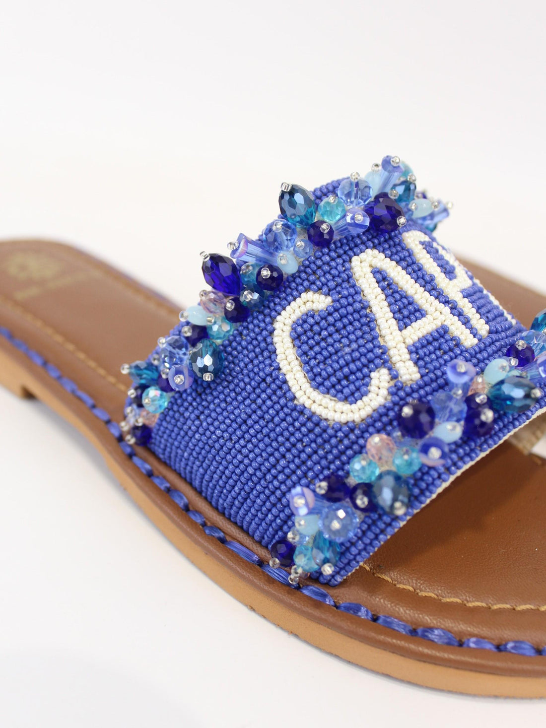 ciabatta capri con perline e gioiello CAPRI BLUE DE SIENA 