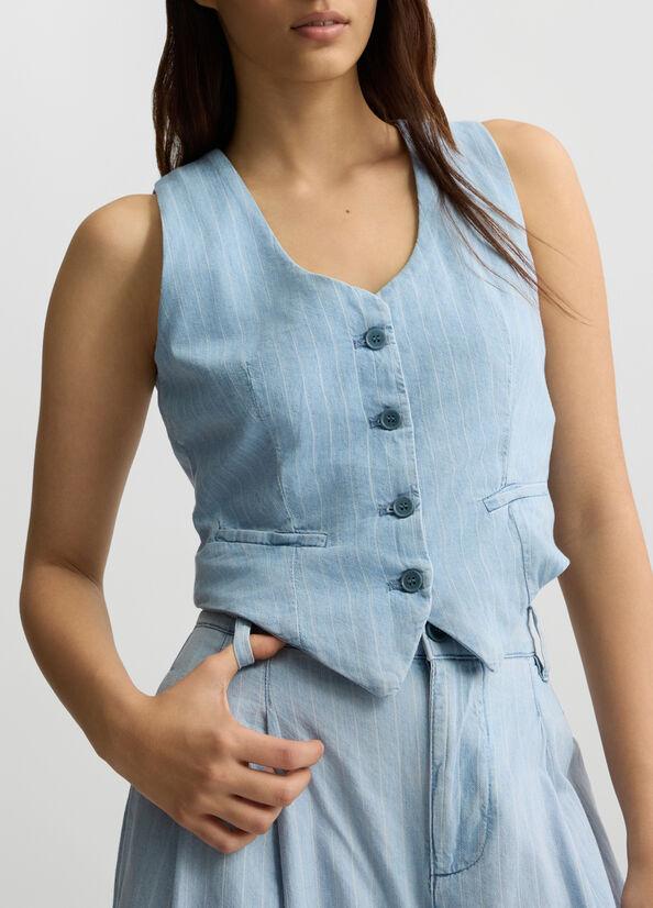 gilet in denim gessato UA5122D4989 78822 liU JO 