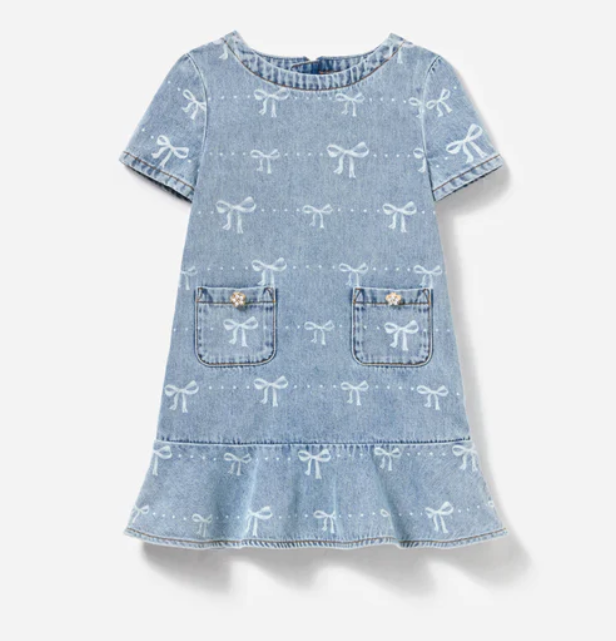 abito in denim con fiocco 737S-BL LIGHT BLUE SELF-PORTRAIT 