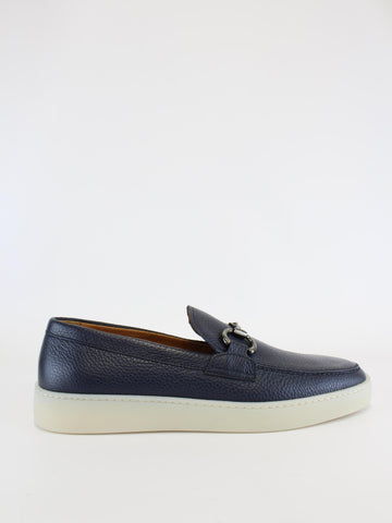 Mocassino in pelle lavorata con applicaizoni 646 NAVY ROSSI 