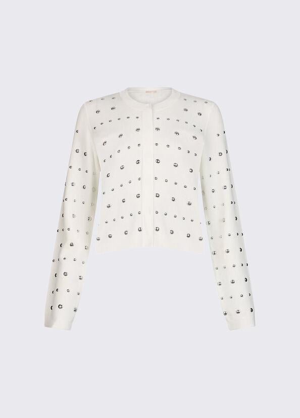 cardigan con borchie WA6090MS55N 10701 LIU JO WHITE 