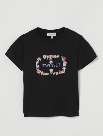 t-shirt con fiori patch 251GJ2489 00006 TWINSET GIRL 