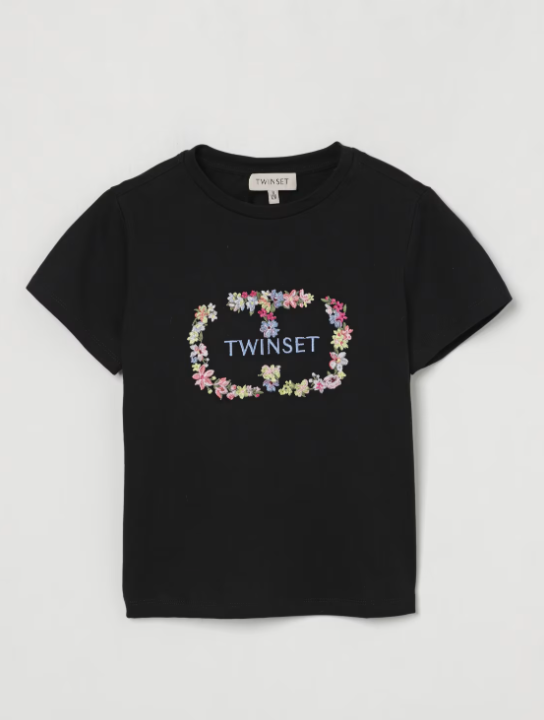 t-shirt con fiori patch 251GJ2489 00006 TWINSET GIRL 
