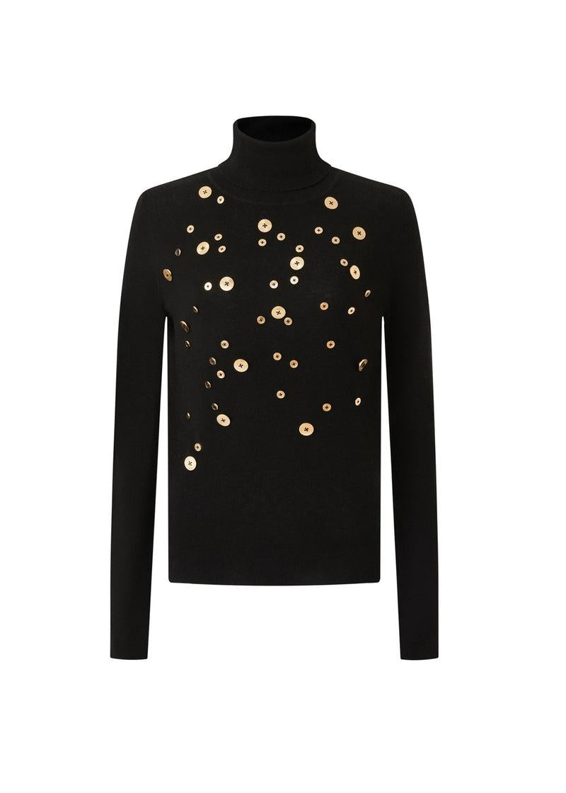 dolcevita in lana aderente 091505/995 BLACK EDWARD ACHOUR PARIS 