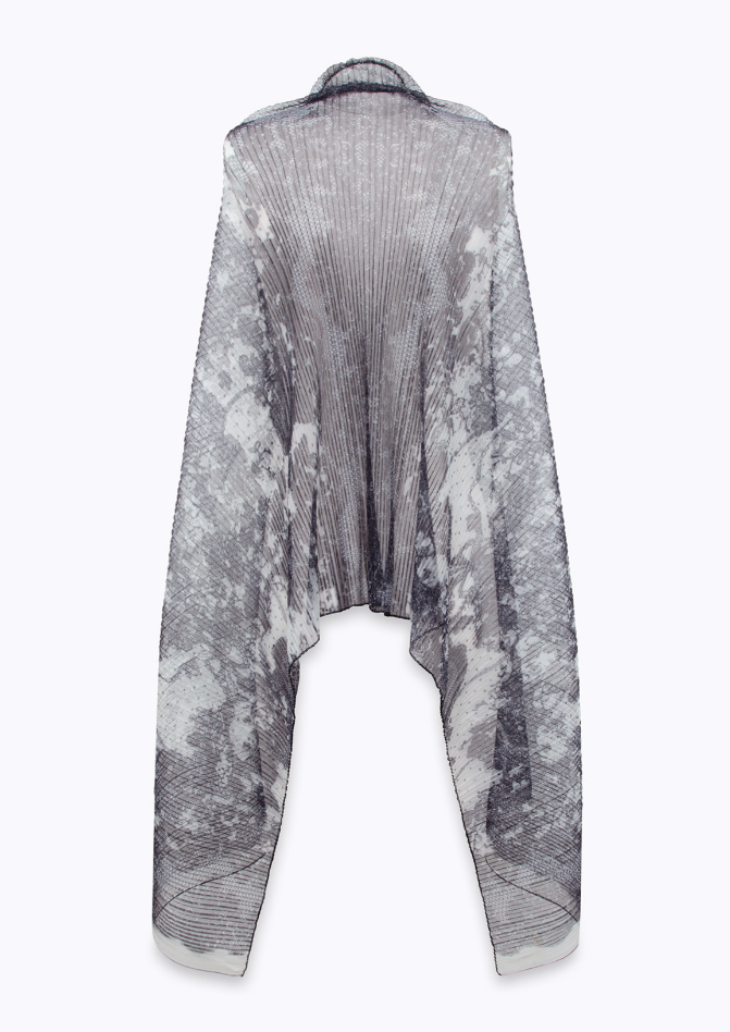 stola in tulle plissè a stampa pizzo NA6012J3895 P9401 Blugirl 