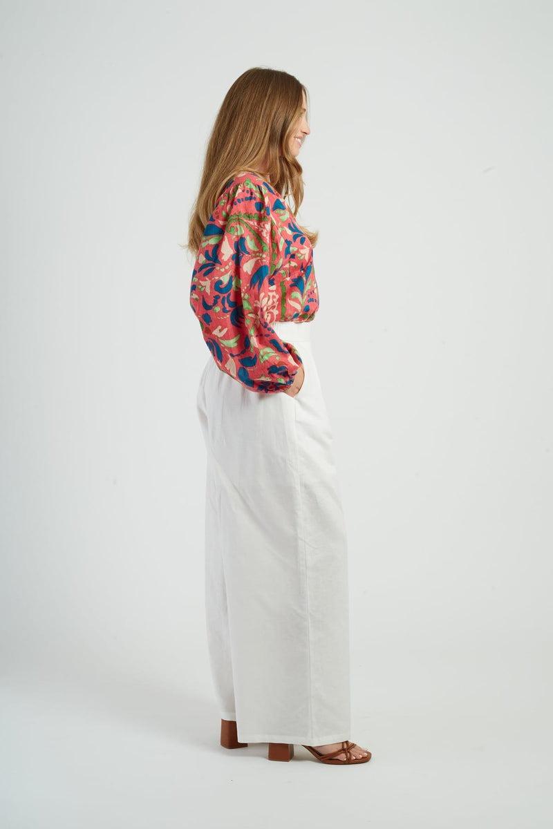 pantalone in lino P660009 BARBERINE 2 BLANC DERHY 