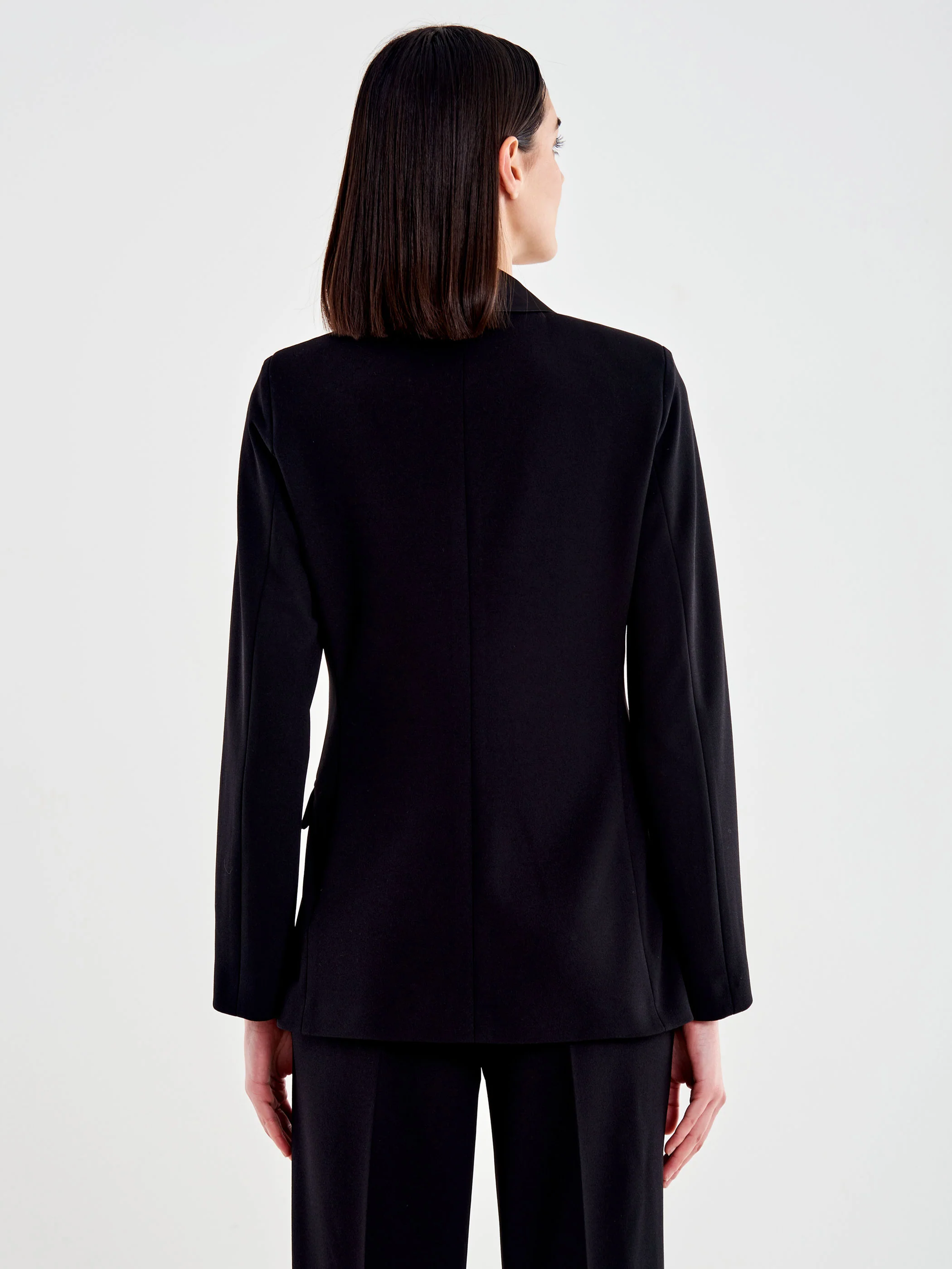 blazer doppiopetto con dettagli in raso TD0578 NERO VICOLO 