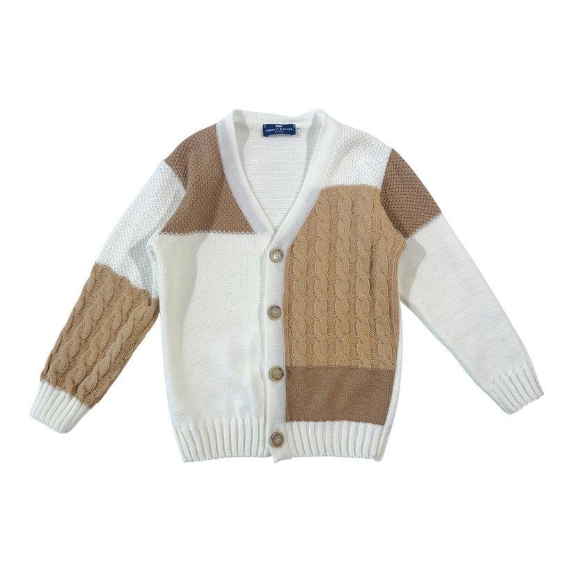 cardigan con lavorazione a trecce MF4434B PANNA/BEIGE MANUELL&FRANK 