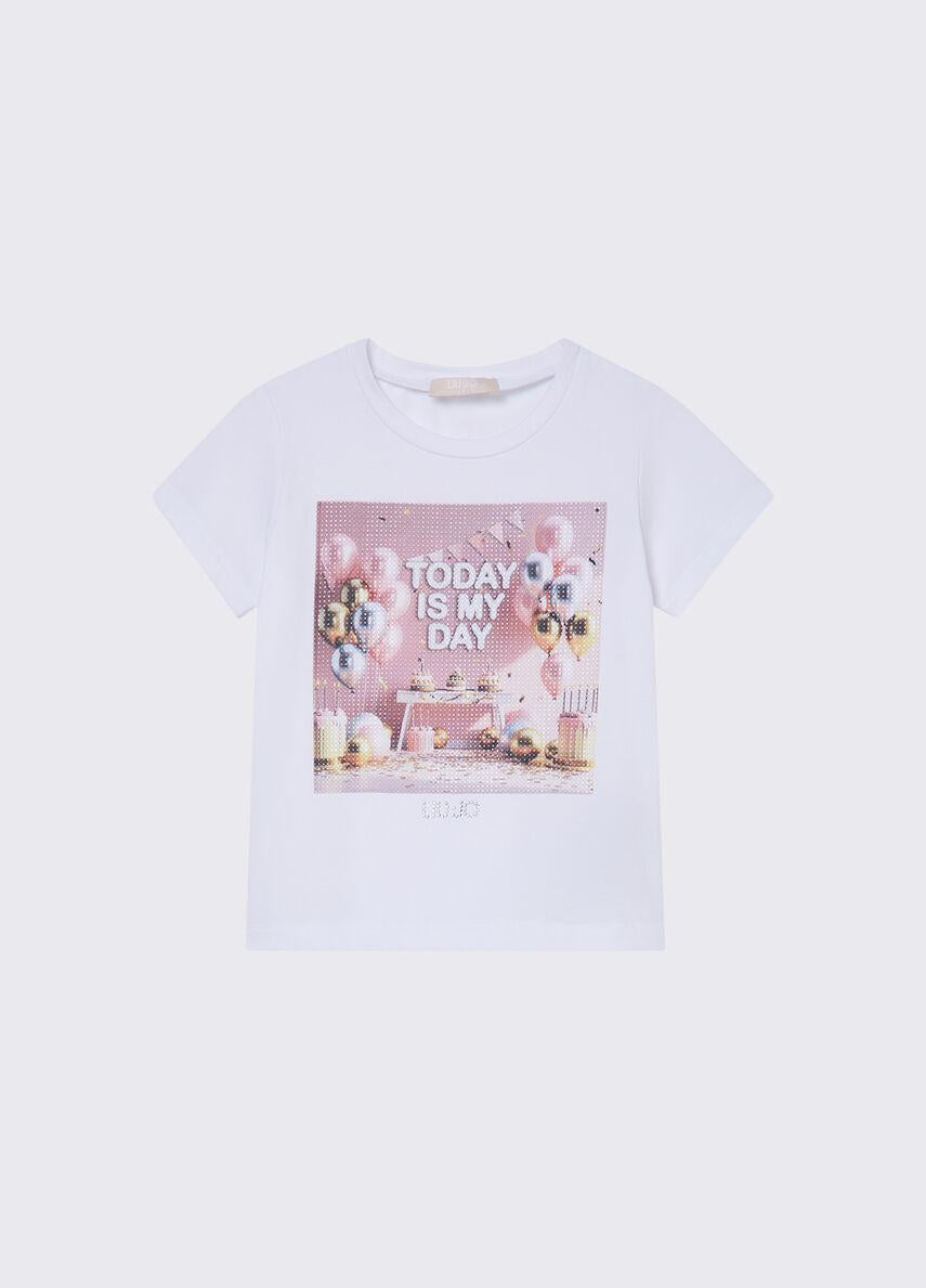 t-shirt con stampa KA6128JS003 10601 LIU JO JUNIOR 