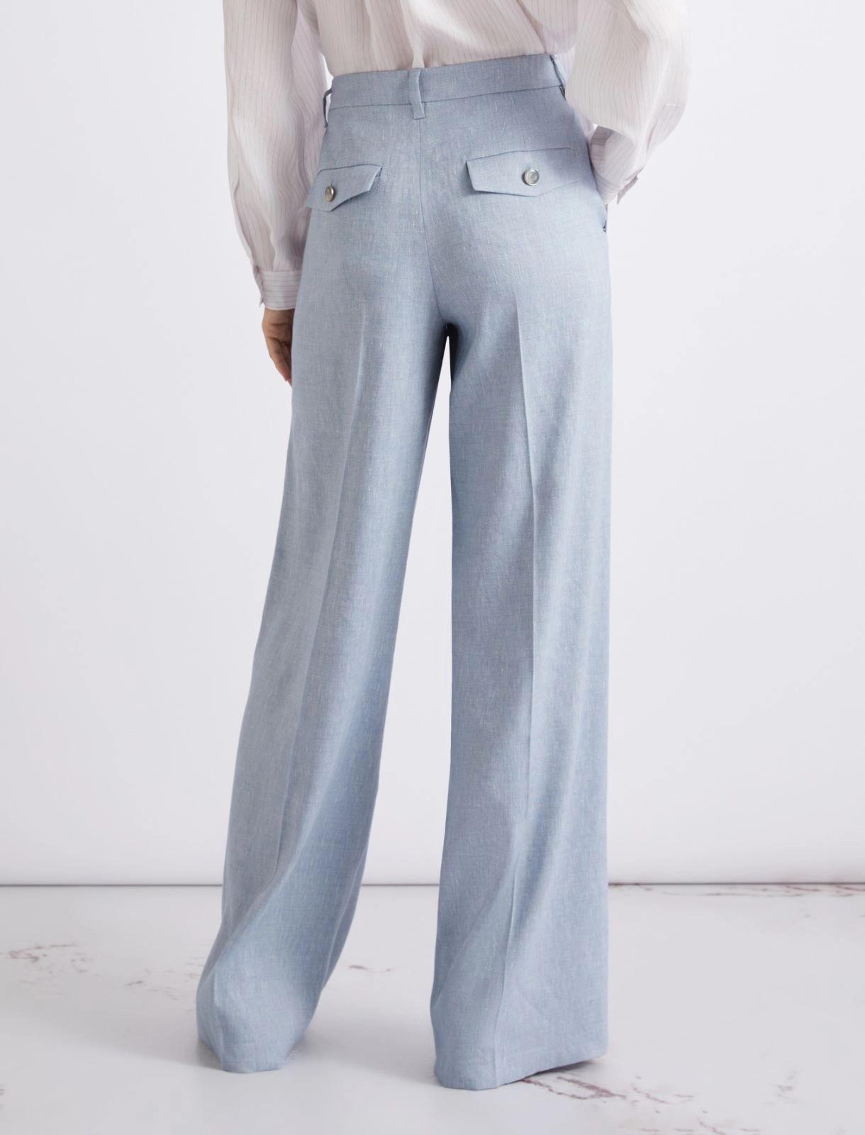 pantalone a palazzo in chevron di lino MLLODINO 003 MARella 
