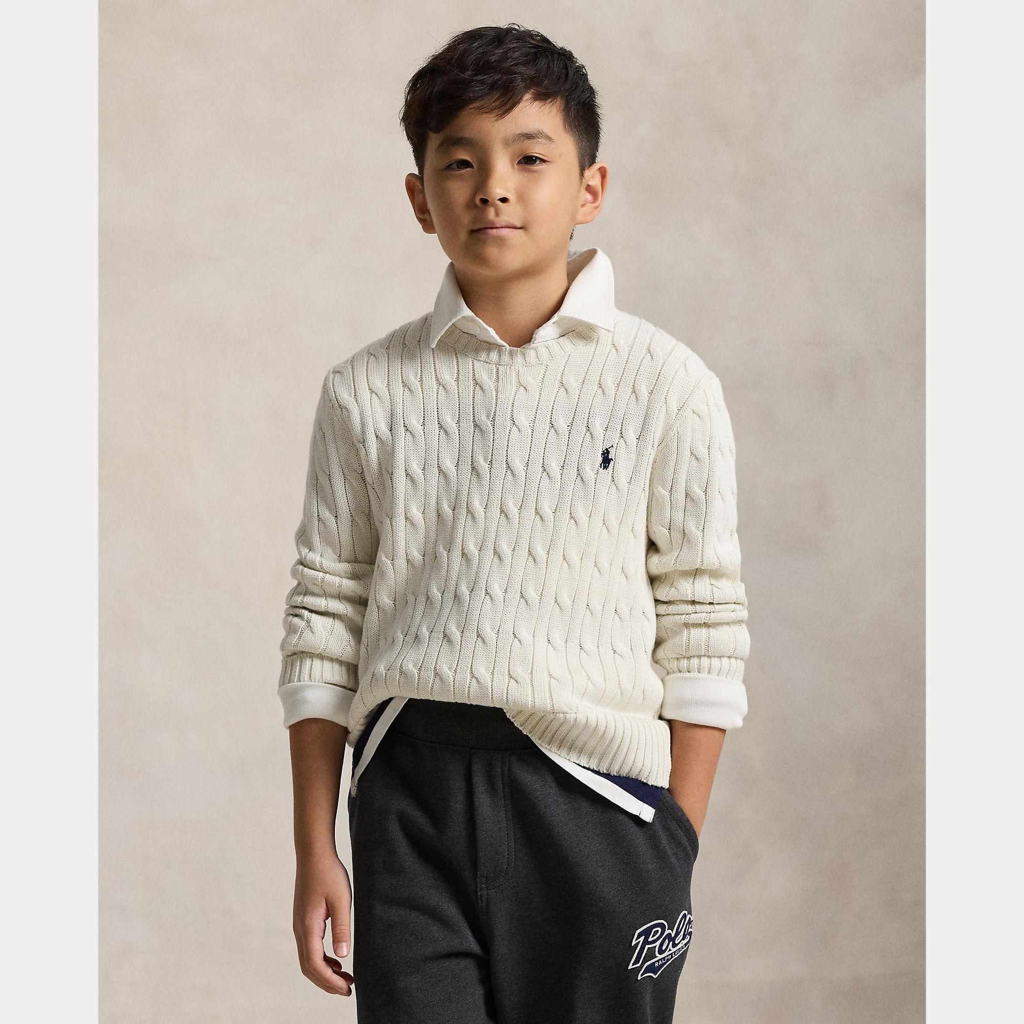 maglione in cotone a trecce 323702674024 WHITE RALPH LAUREN POLO 
