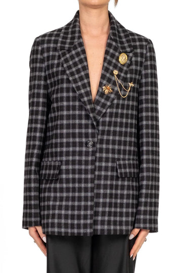 giacca check con spilla bavero TF1881 GRIGIO VICOLO 