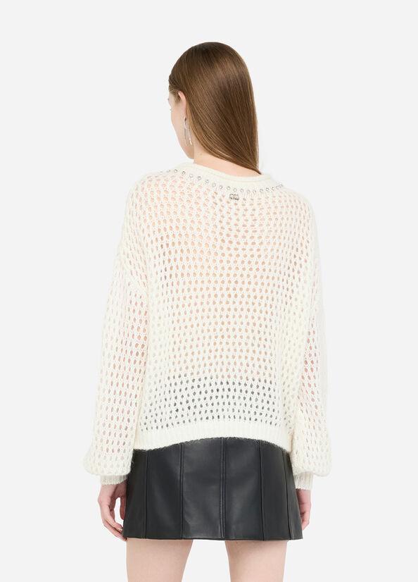 maglia in lana mohair MF5430MS039 10701 LIU JO WHITE 