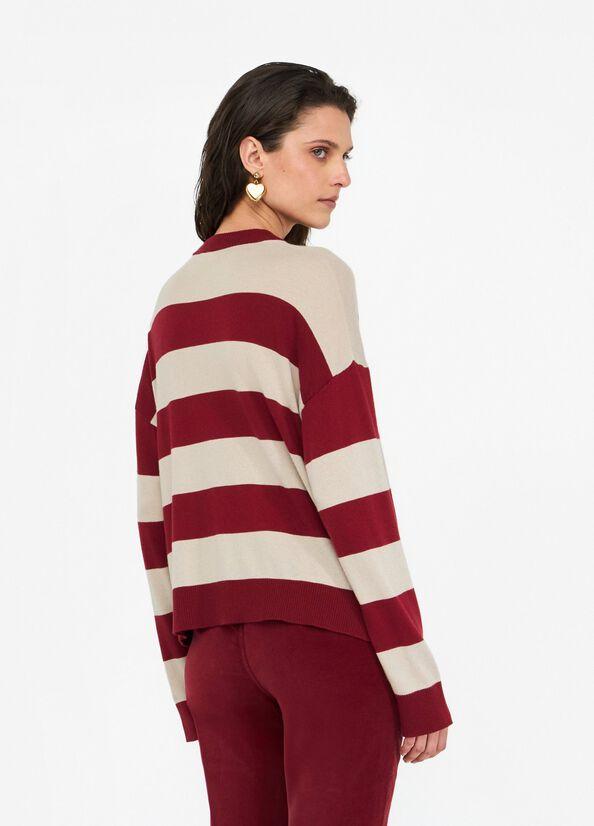 cardigan in maglia a righe MF5374MA16R C3850 LIU JO WHITE 