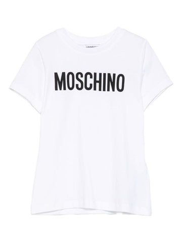 t-shirt con logo in contrasto HUM05JLBA24 10101 MOSCHINO KIDS 