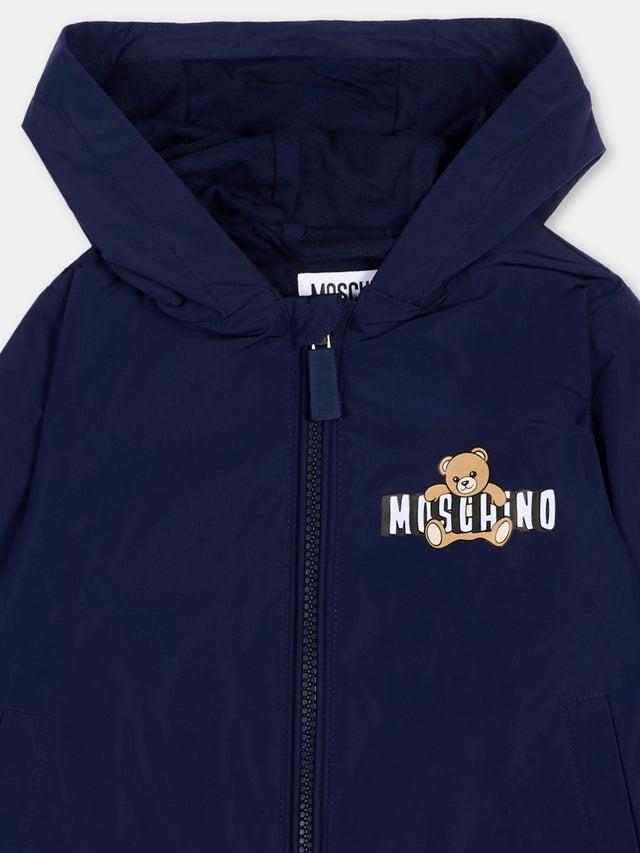 Giubbino impermeabile con logo MUS033 L3A39 40016 MOSCHINO KIDS 