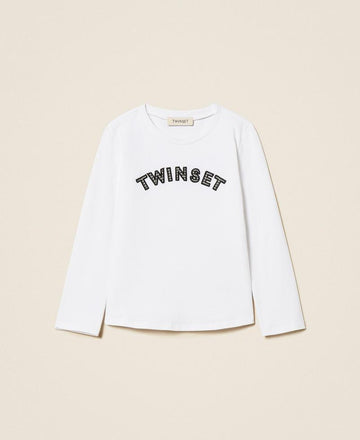 t-shirt con logo maniche lunghe 252GB2261 00526 TWINSET GIRL 