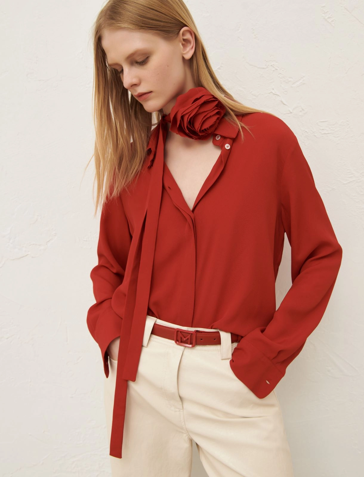 camicia in seta con fiore NASTRO 004 MARella 