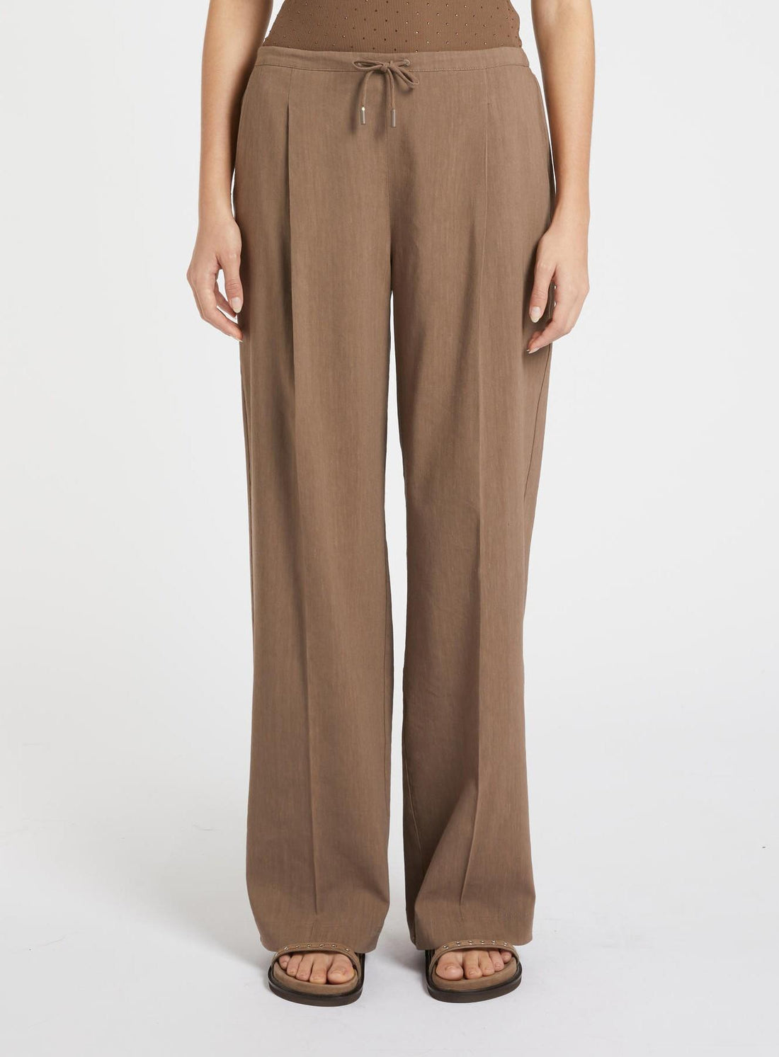 pantalone in lino MLMALLORO 001 MARella MONOCHROME 