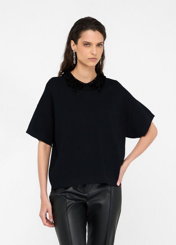 maglia con pailettes CF5038MS55N 22222 LIU JO BLACK 