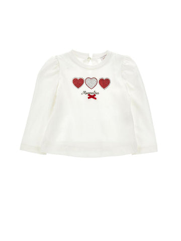 t-shirt strass cuori 39F618 6005 0001 MONNALISA 