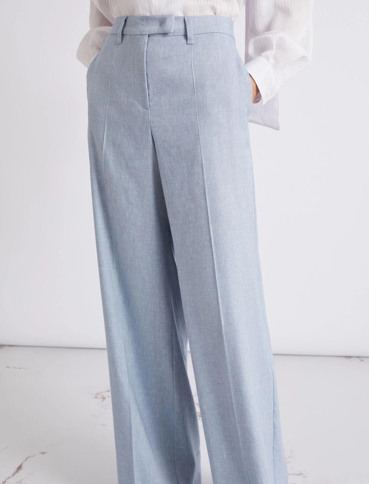 pantalone a palazzo in chevron di lino MLLODINO 003 MARella 