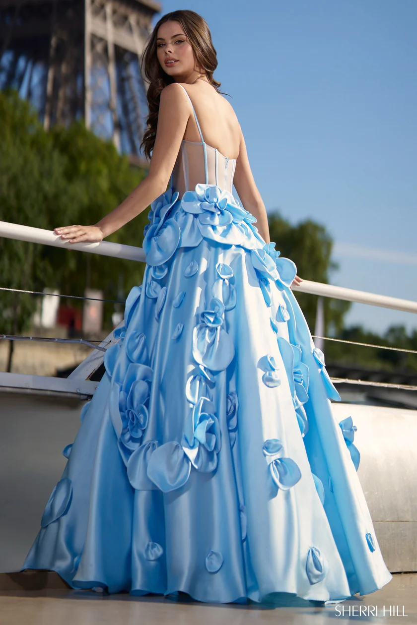 abito con corpetto trasparente 56763 LIGHT BLUE SHERRI HILL 