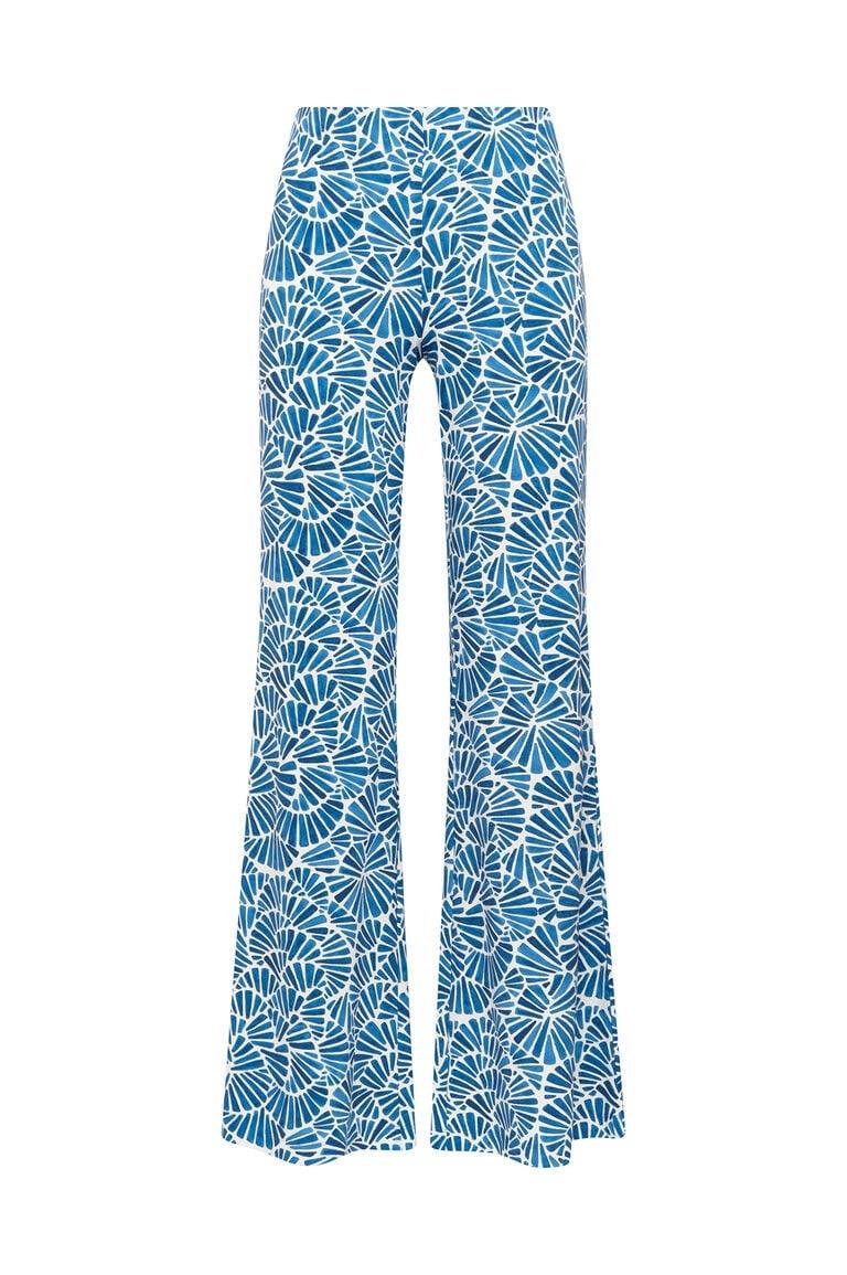 pantalone con gamba a zampa JH7195 70672 D8090 BLU/NATURALE MALI'PARMI 