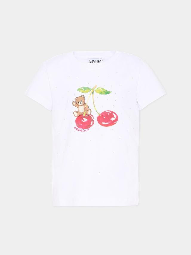 t-shirt con teddy ciliegia HFM06K LBA10 10101 MOSCHINO KIDS 