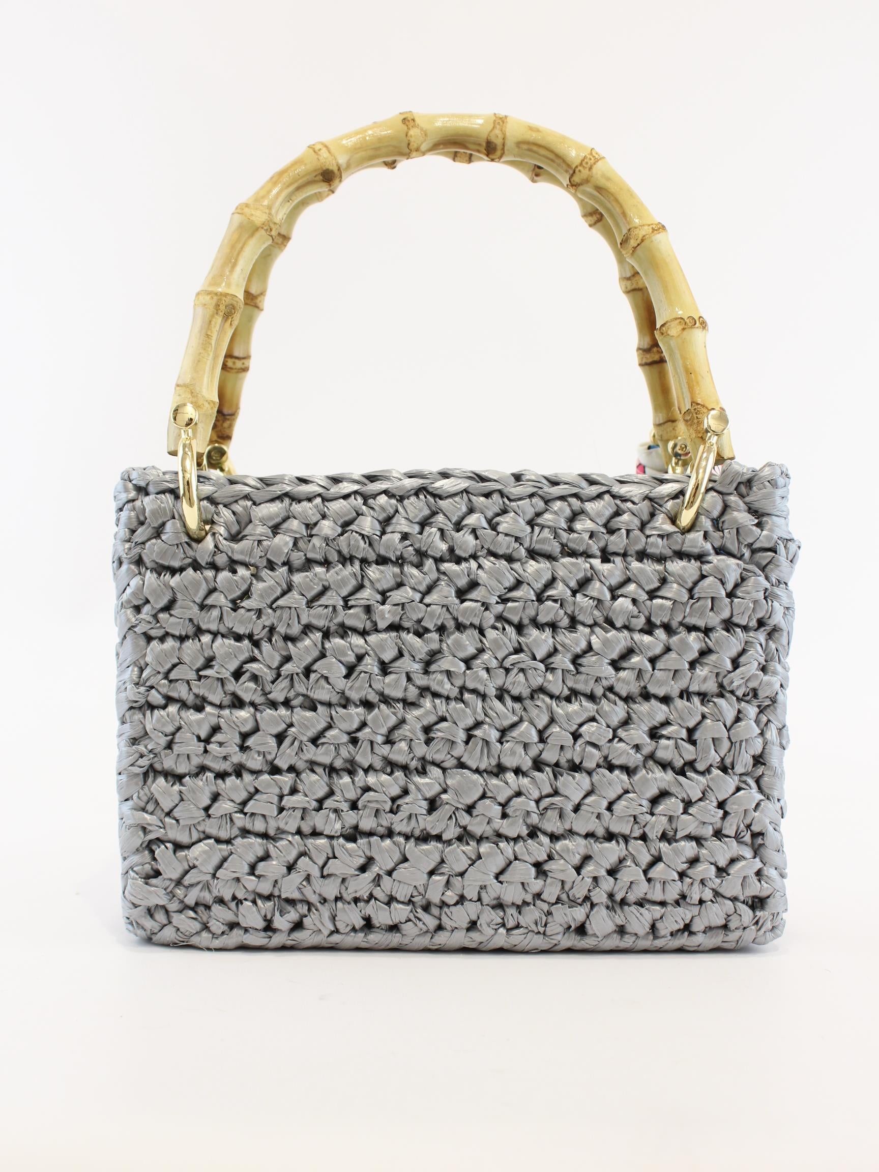 borsa manici bambù METEORA SILVER CHICA 