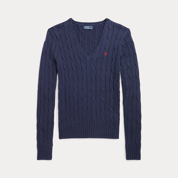 maglia con scollo a v e trecce 211-891641 002 RALPH LAUREN POLO 