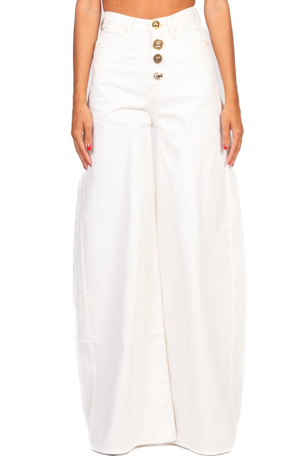 pantalone in denim con bottoni DF5057 BURRO VICOLO 