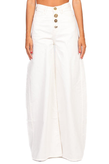 pantalone in denim con bottoni DF5057 BURRO VICOLO 