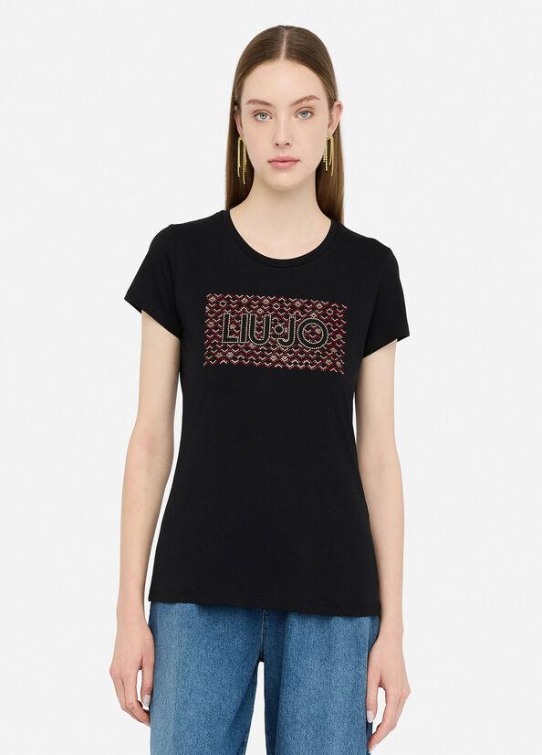 t-shirt con stampa MF5456JS923 P9164 LIU JO WHITE 