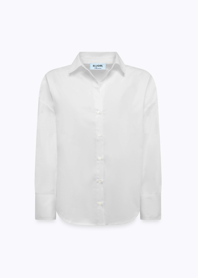 camicia in popeline con pizzo RA6162T544A 11111 Blugirl 