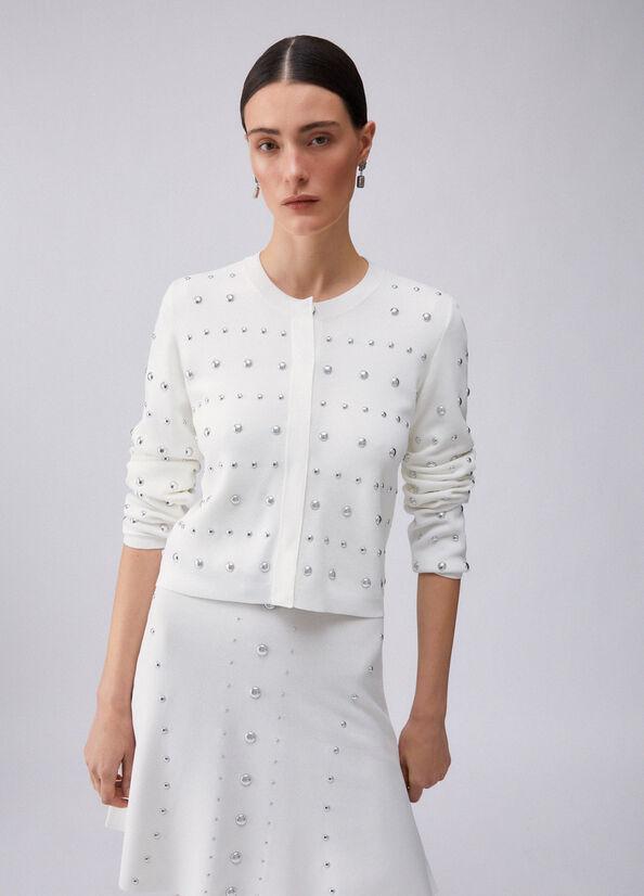 cardigan con borchie WA6090MS55N 10701 LIU JO WHITE 