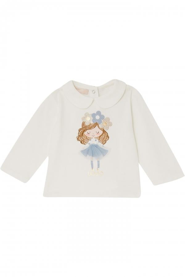 t-shirt con stampa contrasto HF5067J0088 T9091 LIU JO JUNIOR 