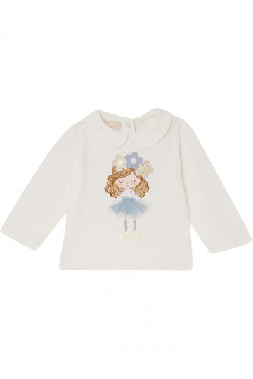 t-shirt con stampa contrasto HF5067J0088 T9091 LIU JO JUNIOR 