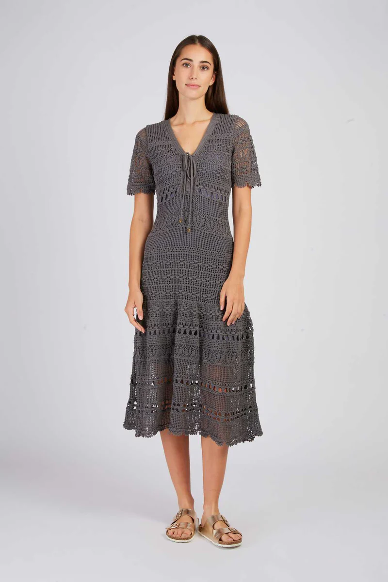 abito lungo in rete P512012 KAKI DERHY 