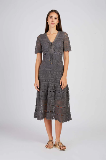 abito lungo in rete P512012 KAKI DERHY 