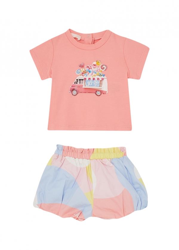 completo t-shirt e pantalone corto HA6030T3424 L9024 LIU JO JUNIOR 