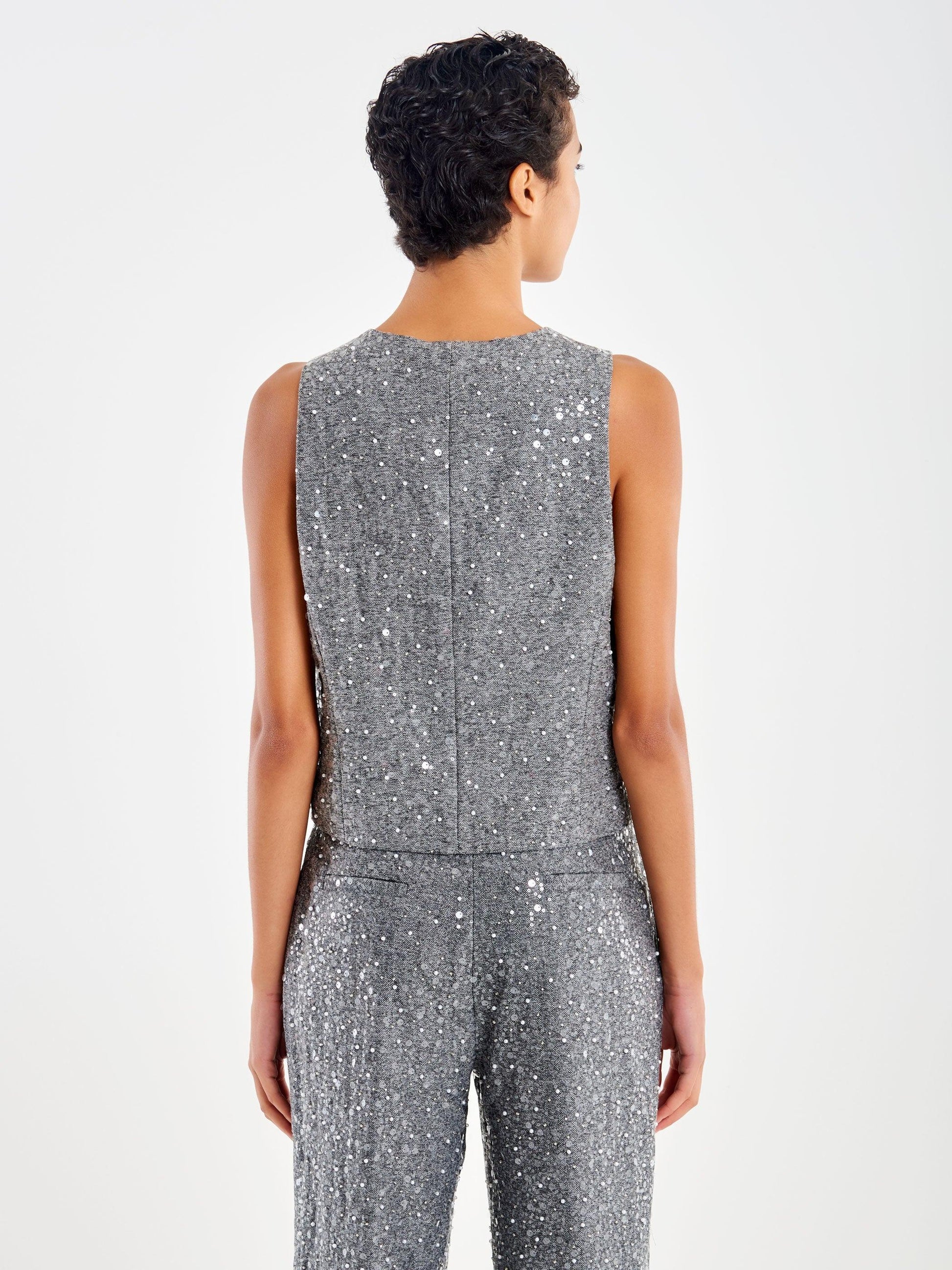 gilet con perle e pailettes TF0106 ARGENTO VICOLO 