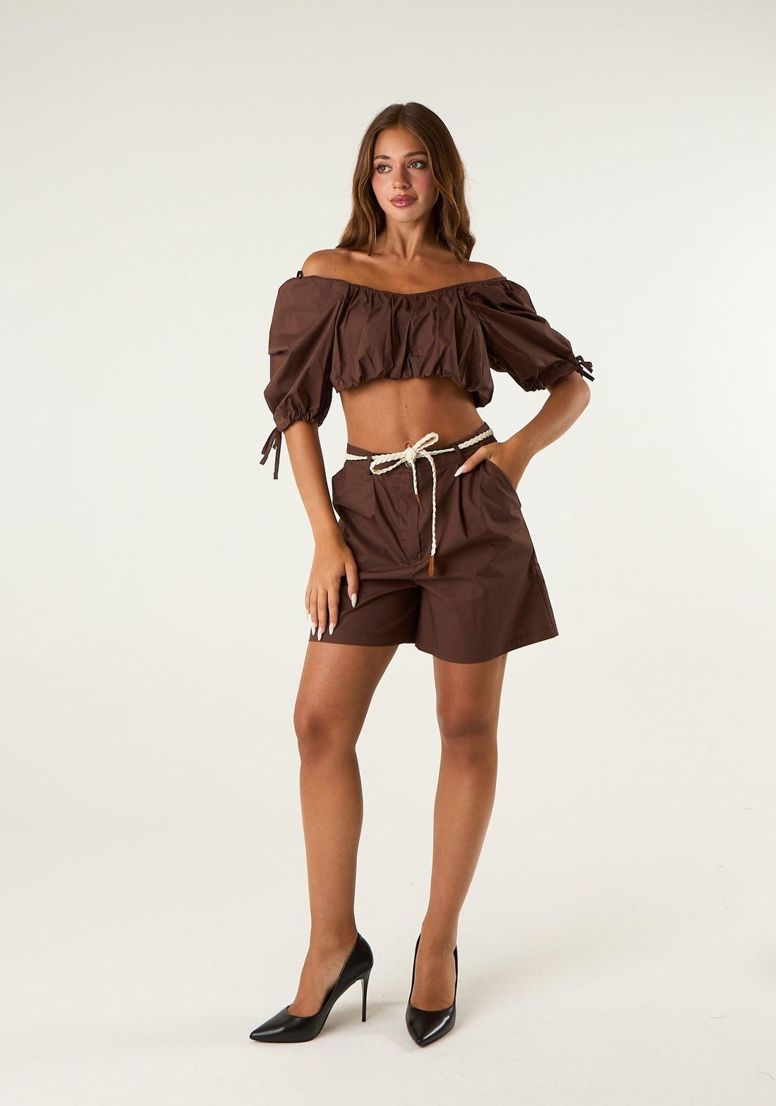 coordinato top e shorts TAB2618 NOCCIOLA VICOLO 